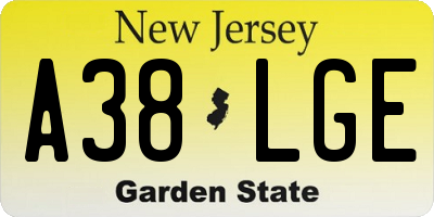 NJ license plate A38LGE