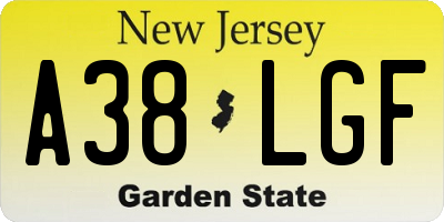NJ license plate A38LGF
