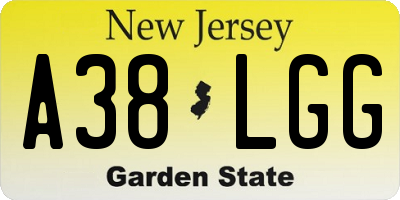 NJ license plate A38LGG