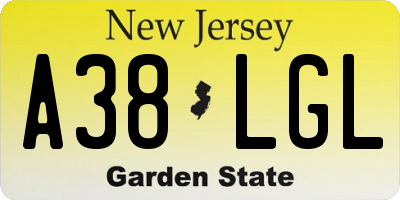 NJ license plate A38LGL