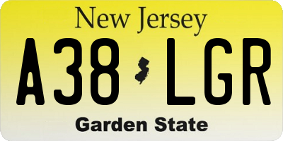 NJ license plate A38LGR