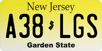 NJ license plate A38LGS