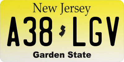 NJ license plate A38LGV