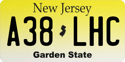 NJ license plate A38LHC