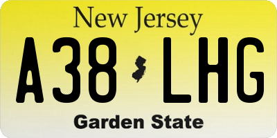 NJ license plate A38LHG