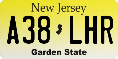 NJ license plate A38LHR