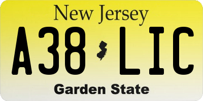 NJ license plate A38LIC