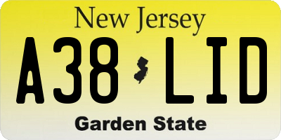 NJ license plate A38LID