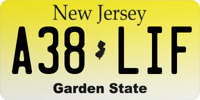 NJ license plate A38LIF