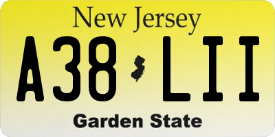 NJ license plate A38LII