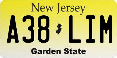 NJ license plate A38LIM