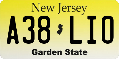 NJ license plate A38LIO