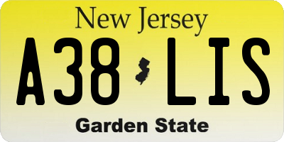 NJ license plate A38LIS