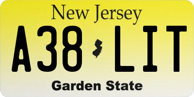NJ license plate A38LIT