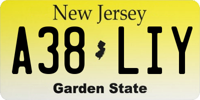 NJ license plate A38LIY