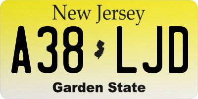 NJ license plate A38LJD