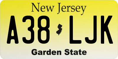 NJ license plate A38LJK