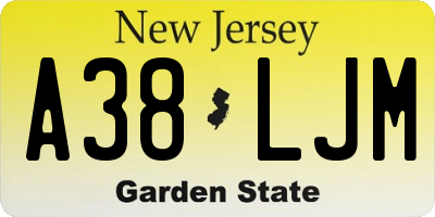 NJ license plate A38LJM