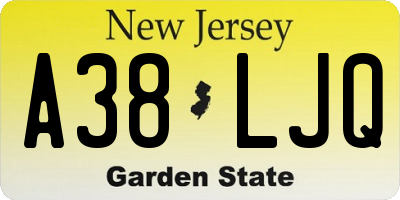 NJ license plate A38LJQ