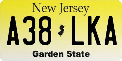 NJ license plate A38LKA