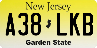 NJ license plate A38LKB