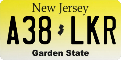 NJ license plate A38LKR