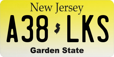 NJ license plate A38LKS