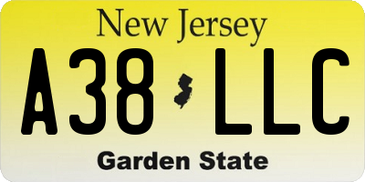 NJ license plate A38LLC
