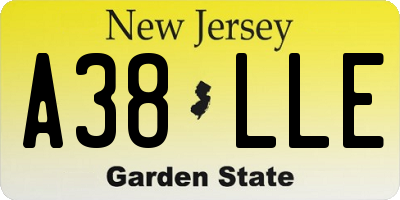 NJ license plate A38LLE