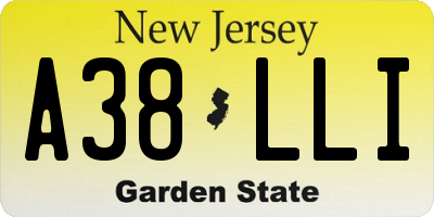 NJ license plate A38LLI