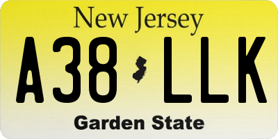 NJ license plate A38LLK