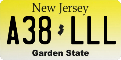 NJ license plate A38LLL