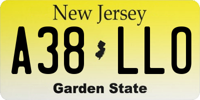 NJ license plate A38LLO