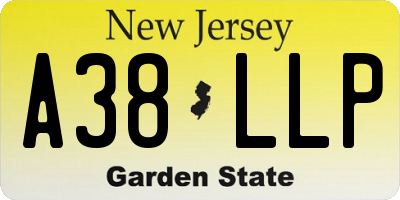 NJ license plate A38LLP