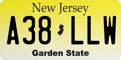 NJ license plate A38LLW