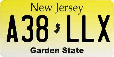 NJ license plate A38LLX