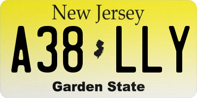 NJ license plate A38LLY