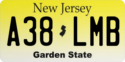 NJ license plate A38LMB