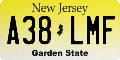 NJ license plate A38LMF