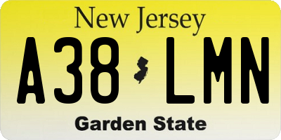 NJ license plate A38LMN