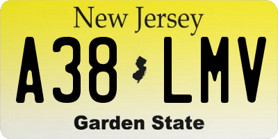 NJ license plate A38LMV