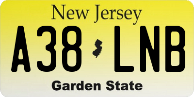 NJ license plate A38LNB