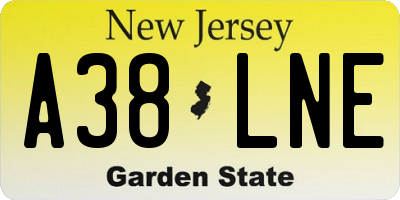 NJ license plate A38LNE
