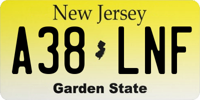 NJ license plate A38LNF