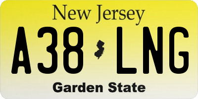 NJ license plate A38LNG