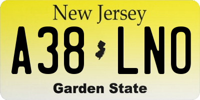 NJ license plate A38LNO