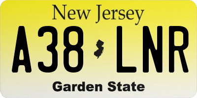 NJ license plate A38LNR