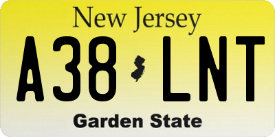 NJ license plate A38LNT