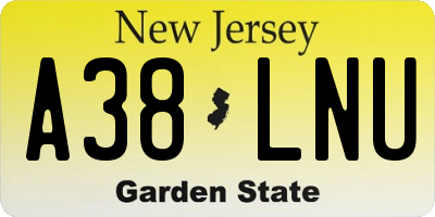 NJ license plate A38LNU