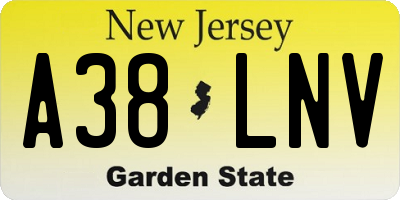 NJ license plate A38LNV